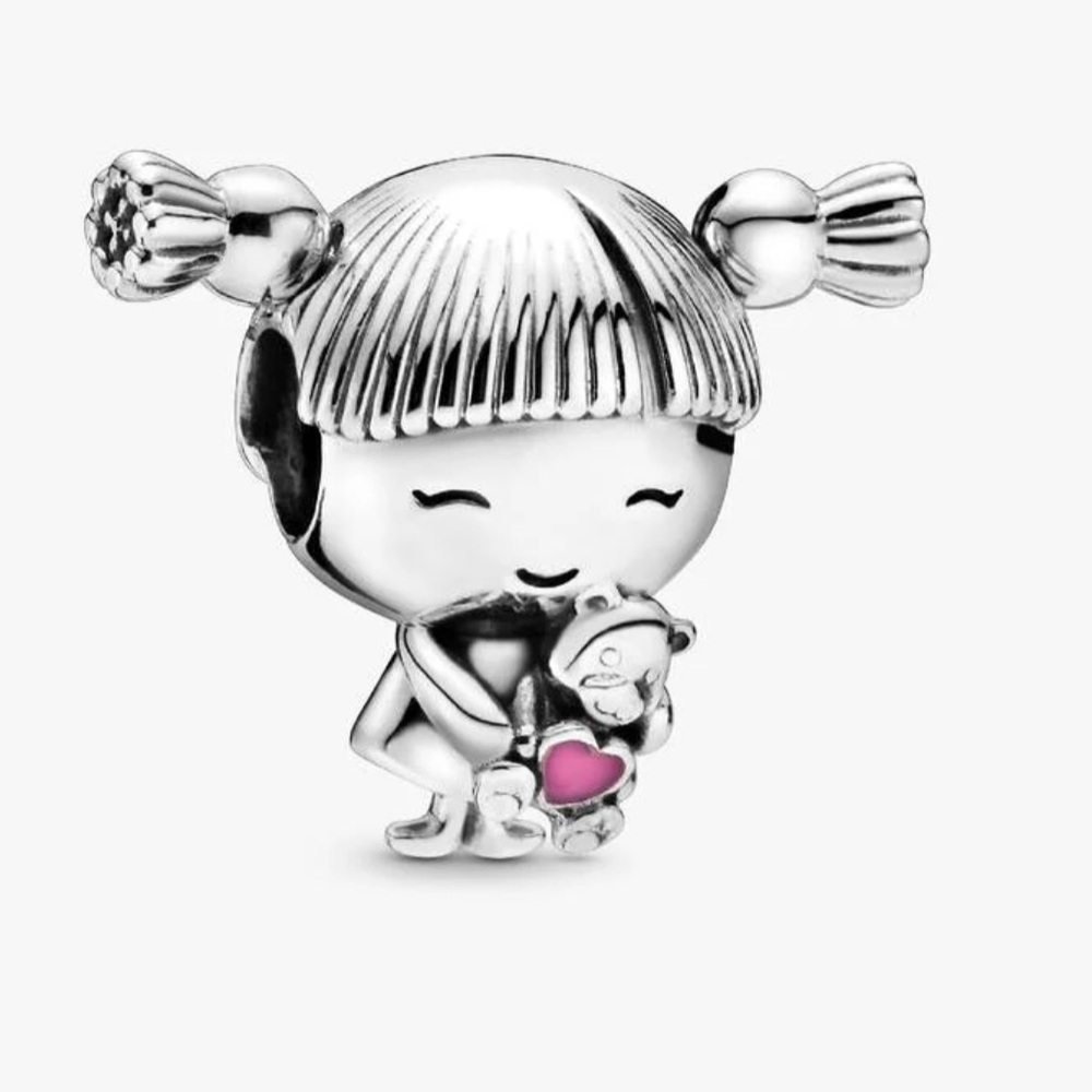 Authentic Pandora Silver Girl with Teddy Charm